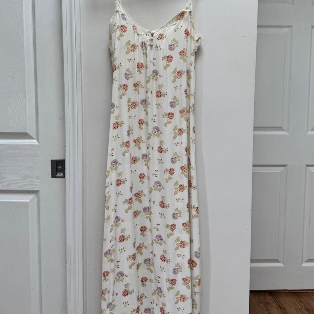 Vintage Laura Ashley white floral maxi slip dress